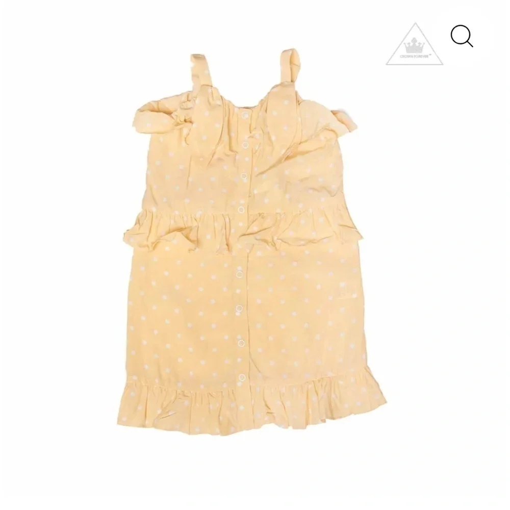 Yellow Polka Dot Ruffle Kids Dress